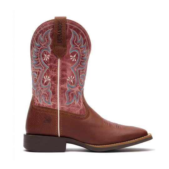 Durango Women's Shyloh 10" Square Toe Western Boot - Rusty Brown/Dusty Rose - DRD0484 - Side Profile - Overlook Boots