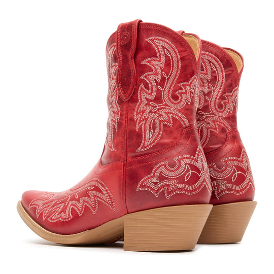 Durango Women's Shyloh Pony 8" Snip Toe Western Boot - Crimson Red - DRD0490 - Back View - Overlook Boots