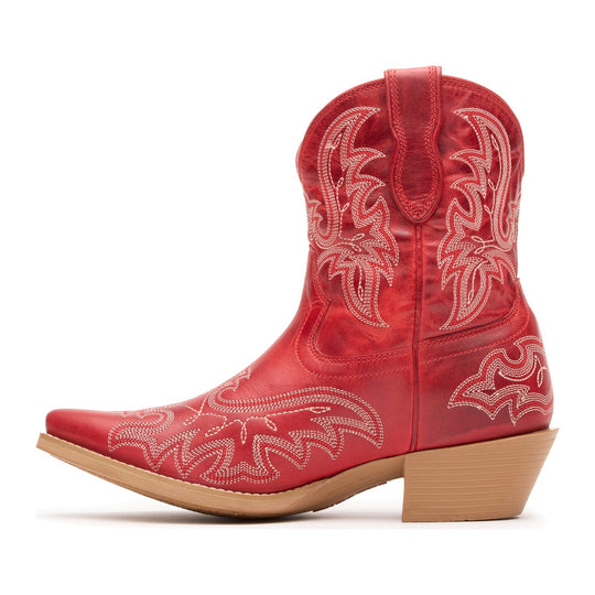 Durango Women's Shyloh Pony 8" Snip Toe Western Boot - Crimson Red - DRD0490 - Side Profile - Overlook Boots