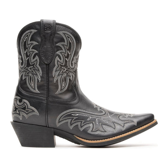 Durango Women's Shyloh Pony 8" Snip Toe Western Boot - Polished Black Onyx - DRD0491 - Side Profile - Overlook Boots