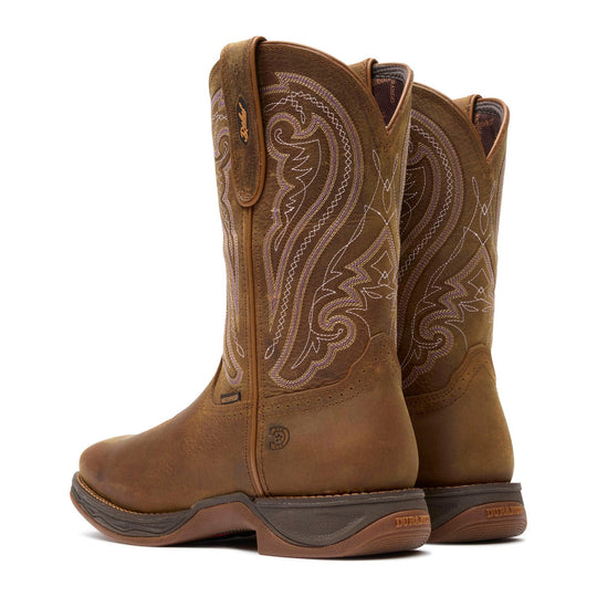 Durango Women's Lady Rebel Ultra-Lite 10" Soft Toe Waterproof Western Work Boot - Filly Brown - DRD0511 - Back View - Overlook Boots