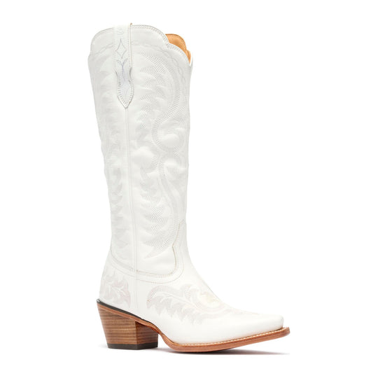 Durango Women's Crush 16" Snip Toe Tall Western Boot - Porcelain White - DRD0512 - Front Angle - Overlook Boots