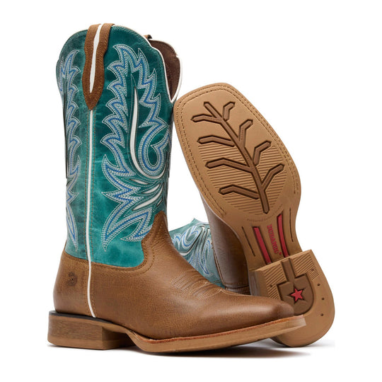 Durango Women's Lady Rebel Pro 12" Square Toe Western Boot - Gingersnap/Ocean Blue - DRD0517 - Outsole - Overlook Boots