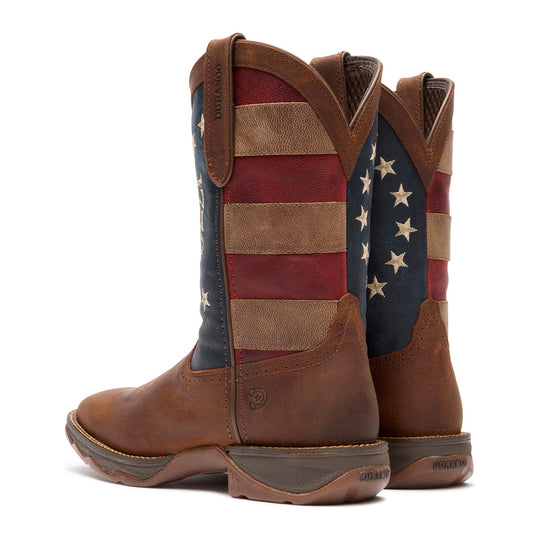 Durango Women's Lady Rebel America 250 Flag 10" Square Toe Western Boot - Filly Brown - DRD0520 - Back View - Overlook Boots