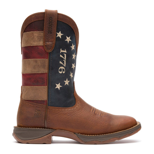 Durango Women's Lady Rebel America 250 Flag 10" Square Toe Western Boot - Filly Brown - DRD0520 - Side Profile - Overlook Boots