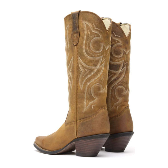 Durango Women's Crush Jealousy 13" Snip Toe Western Boot - Tan - RD3514 - Back View - Overlook Boots
