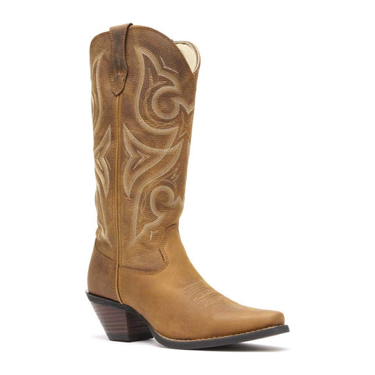 Durango Women's Crush Jealousy 13" Snip Toe Western Boot - Tan - RD3514 - Front Angle - Overlook Boots