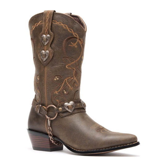 Durango Women's Crush Heartbreaker 11" J Toe Western Boot - Brown - RD4155 - Front Angle - Overlook Boots