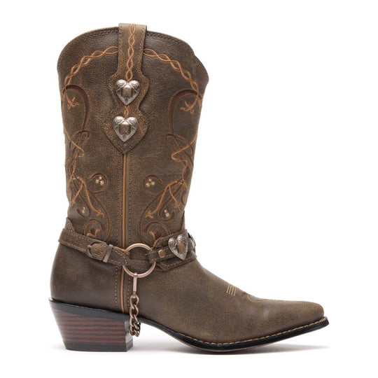 Durango Women's Crush Heartbreaker 11" J Toe Western Boot - Brown - RD4155 - Side Profile - Overlook Boots