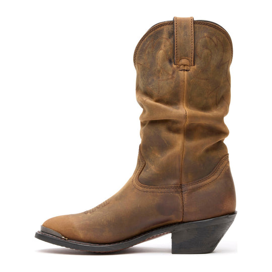 Durango Women's Slouch 11" R Toe Western Boot - Distressed Tan - RD542 - Side Profile - Overlook Boots