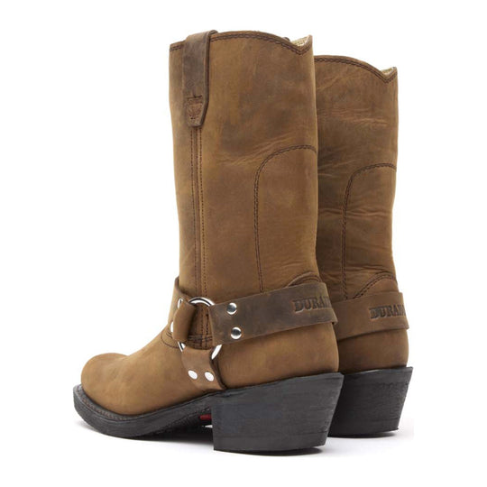 Durango Women's Harness 10" Snoot Toe Western Boot - Distressed Brown - RD594 - Back View - Overlook Boots