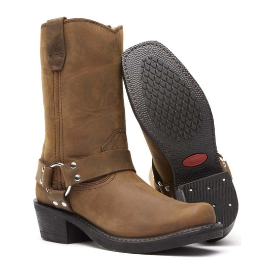 Durango Women's Harness 10" Snoot Toe Western Boot - Distressed Brown - RD594 - Outsole - Overlook Boots