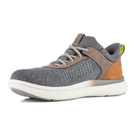 Florsheim Men's Fleet Work Composite Toe Static Dissipative Elastic Work Sneaker - Gray and Brown - FS2780 - Inside Angle - Overlook Boots