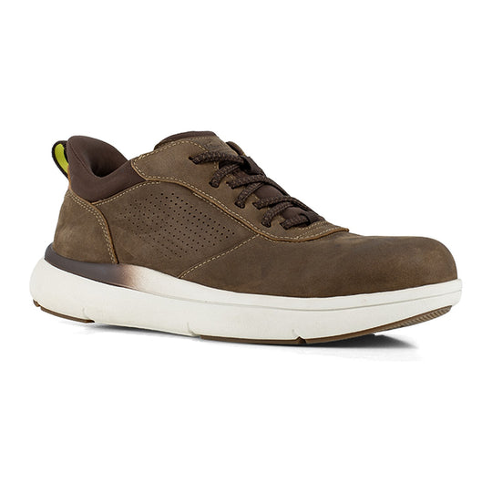 Florsheim Men's Fleet Work Composite Toe Static Dissipative Elastic Work Sneaker - Brown - FS2782 - Front Angle - Overlook Boots