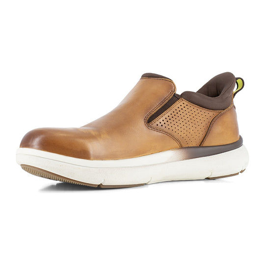 Florsheim Men's Fleet Work Composite Toe Static Dissipative Elastic Work Slip-On - Cognac - FS2784 - Inside Angle - Overlook Boots