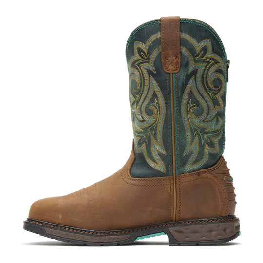 Georgia Women's Carbo-Tec LT 10" Steel Toe Waterproof Square Toe Western Work Boot - Brown/Green - GB00386 - Overlook Boots
