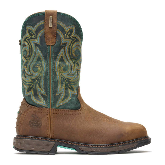 Georgia Women's Carbo-Tec LT 10" Steel Toe Waterproof Square Toe Western Work Boot - Brown/Green - GB00386 - Overlook Boots