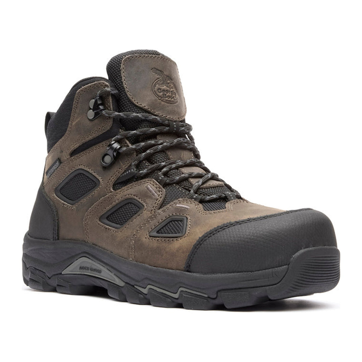 Georgia Men's TrailPoint 6" Carbon Toe Waterproof Hiker Work Boot - Black/Grey - GB00748 7 / Medium / Black/Grey - Overlook Boots