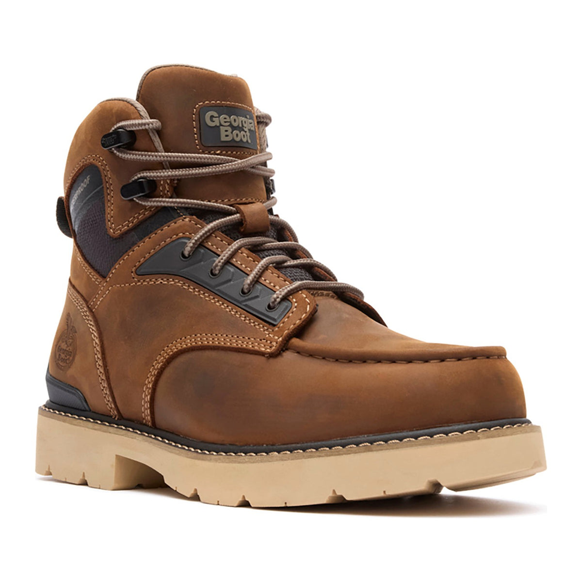 Georgia Men's Carbon Flex 6" Soft Toe Waterproof Moc Toe Work Boot - Brown - GB00754 7 / Medium / Brown - Overlook Boots