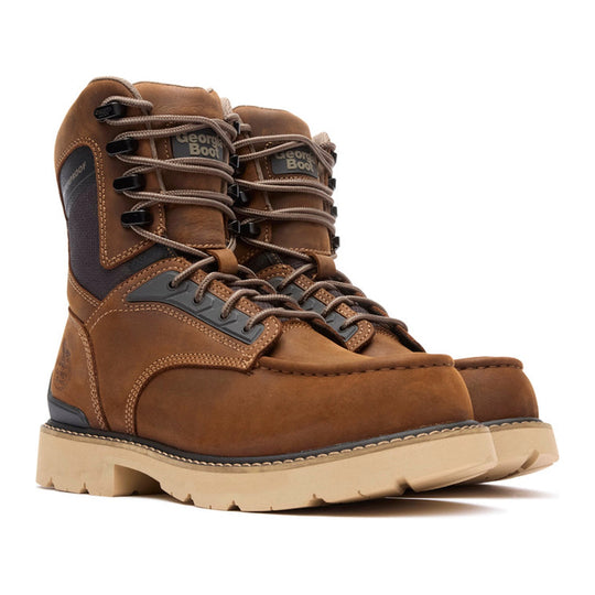 Georgia Men's Carbon Flex 8" Carbon Toe Waterproof Moc Toe Work Boot - Brown - GB00756 - Overlook Boots
