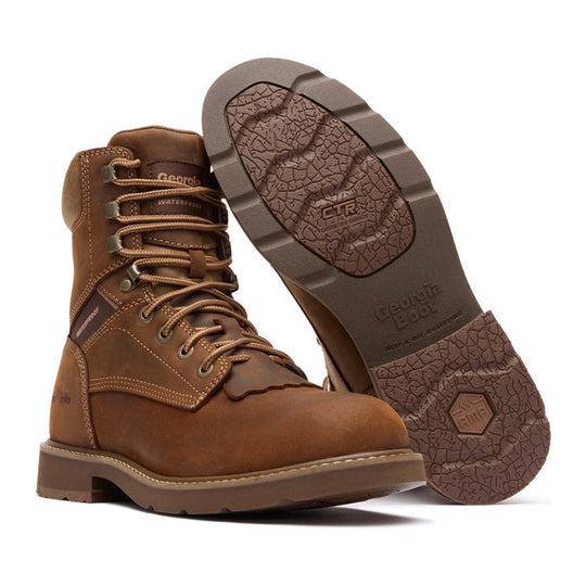 Georgia Men's Core 37 Farm & Ranch 8" Soft Toe Waterproof Lace-Up Work Boot - Brown - GB00761 - Overlook Boots