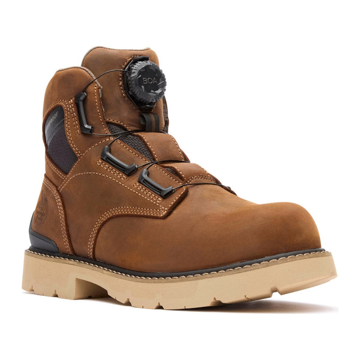 Georgia Men's Carbon Flex 6" Soft Toe Waterproof BOA Work Boot - Brown - GB00774 - Front Angle - Overlook Boots