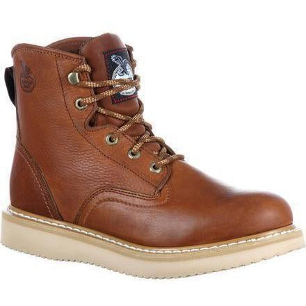 Georgia Men's 6" Wedge Steel Toe Work Boot - Brown - G6342 7.5 / Medium / Brown - Overlook Boots