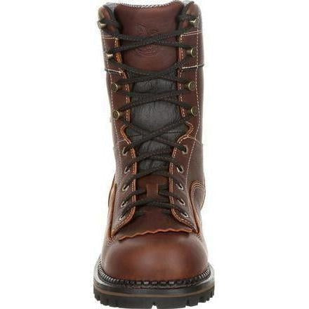 Georgia Men's Amped Lightweight 9" Logger Low Heel Waterproof Work Boot - Brown - GB00237 - Overlook Boots