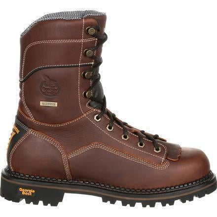 Georgia Men's Amped Lightweight 9" Logger Low Heel Waterproof Work Boot - Brown - GB00237 - Overlook Boots