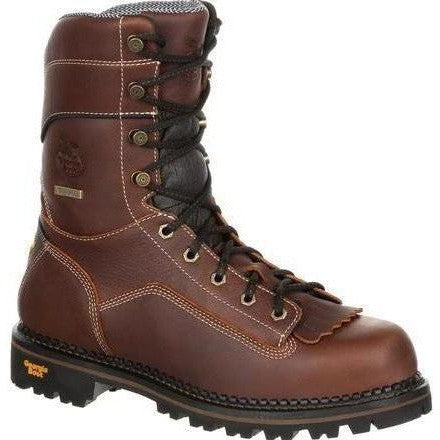 Georgia Men's Amped Lightweight 9" Logger Low Heel Waterproof Work Boot - Brown - GB00237 8 / Medium / Brown - Overlook Boots