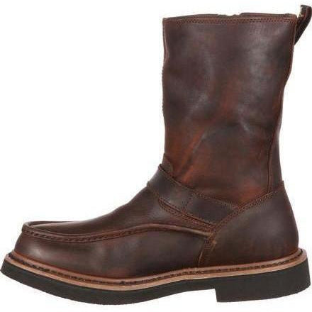Georgia Men's Side Zipper Waterproof Wellington Work Boot - Brown - G4124 - Overlook Boots