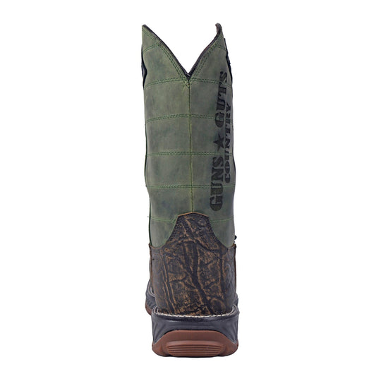 Hoss Men's Fallen Hero Composite Toe Waterproof Pull On Western Work Boot - Brown/Forest Green - 91072 - Overlook Boots