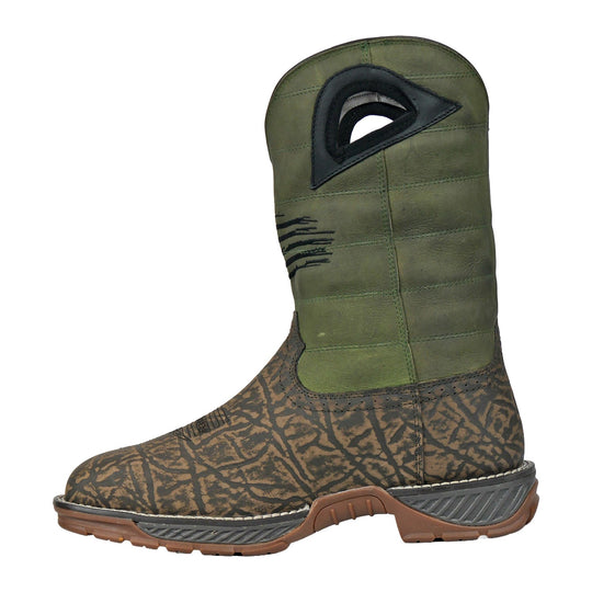 Hoss Men's Fallen Hero Composite Toe Waterproof Pull On Western Work Boot - Brown/Forest Green - 91072 - Overlook Boots