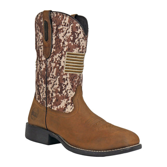 Hoss Men's Tribute Composite Toe Waterproof Pull On Western Work Boot - Brown Digi Camo - 91073 7 / Medium / Brown Digi Camo - Overlook Boots