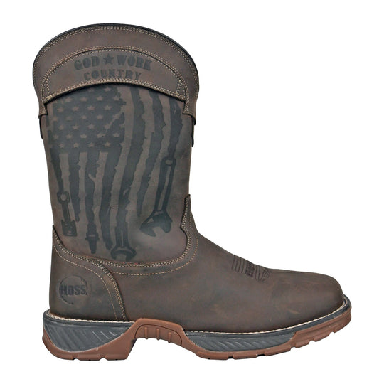Hoss Men's GOD Work Country Composite Toe Waterproof Pull On Western Work Boot - Brown - 92075 - Overlook Boots