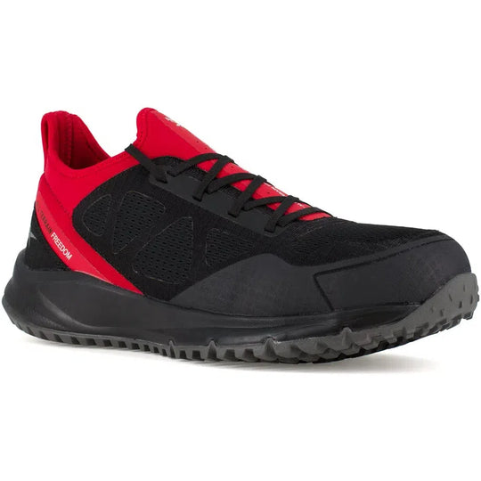 Reebok Men's Trail Running Oxford Steel Toe Terrain Work Shoe- Red- RB4093 7.0 / Medium / Black - Overlook Boots