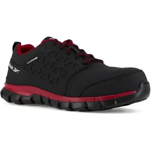 Reebok Men's Sublite Cushion Comp Toe Athletic Work Shoe - Black - RB4058 7.0 / Medium / Black/Red - Overlook Boots