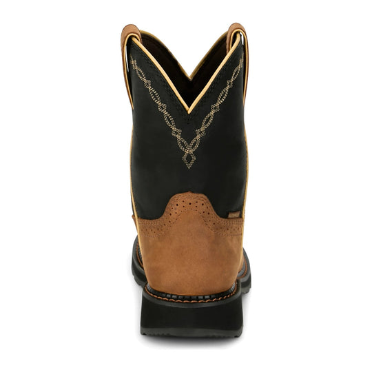 Justin Women's Darby 8" Nano Composite Toe Waterproof Western Work Boot - Cognac - GY9945 - Back View - Overlook Boots