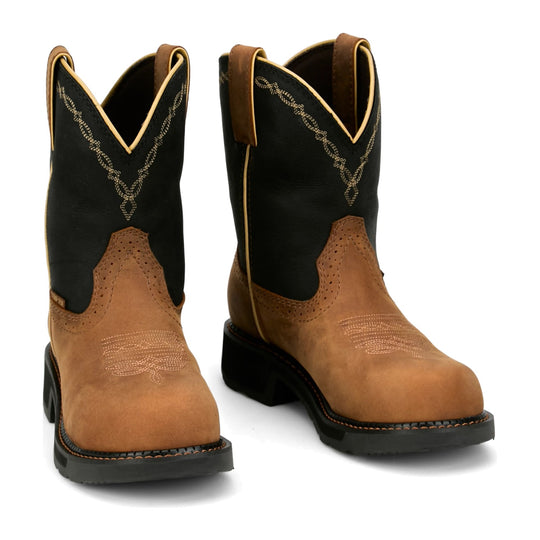 Justin Women's Darby 8" Nano Composite Toe Waterproof Western Work Boot - Cognac - GY9945 - Pair - Overlook Boots