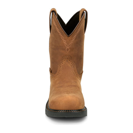 Justin Women's Darby 8" Nano Composite Toe Waterproof Western Work Boot - Brown - GY9949 - Front View - Overlook Boots