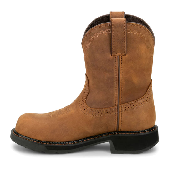 Justin Women's Darby 8" Nano Composite Toe Waterproof Western Work Boot - Brown - GY9949 - Inside Profile - Overlook Boots