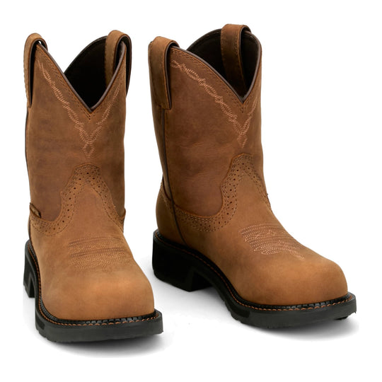 Justin Women's Darby 8" Nano Composite Toe Waterproof Western Work Boot - Brown - GY9949 - Pair - Overlook Boots
