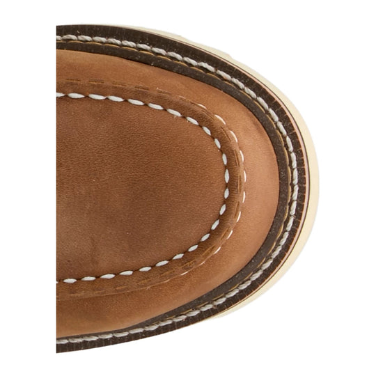 Justin Men's Akron 6" Soft Toe Moc Toe Work Boot - Walnut - HL262 - Top View - Overlook Boots