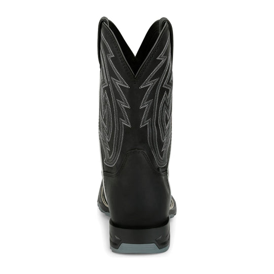 Justin Men's Lytle 11" Steel Toe Waterproof Western Work Boot - Black - MV4589 - Back View - Overlook Boots