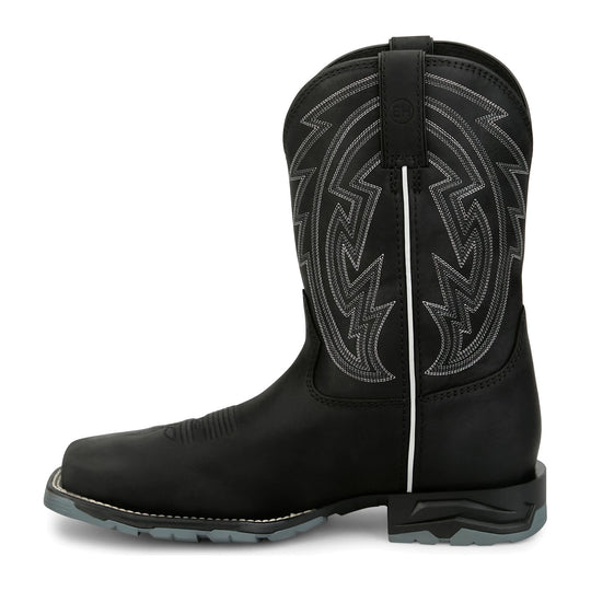 Justin Men's Lytle 11" Steel Toe Waterproof Western Work Boot - Black - MV4589 - Inside Profile - Overlook Boots