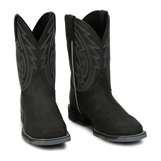 Justin Men's Lytle 11" Steel Toe Waterproof Western Work Boot - Black - MV4589 - Pair - Overlook Boots