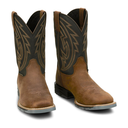 Justin Men's Lytle 11" Steel Toe Waterproof Western Work Boot - Brown/Black - MV4591 - Pair - Overlook Boots