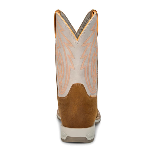 Justin Men's Lytle 11" Steel Toe Waterproof Western Work Boot - Brown/White - MV4595 - Back View - Overlook Boots
