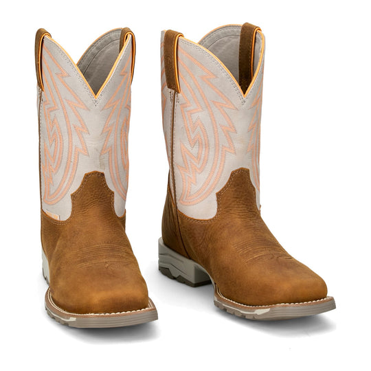 Justin Men's Lytle 11" Steel Toe Waterproof Western Work Boot - Brown/White - MV4595 - Pair - Overlook Boots