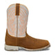 Justin Men's Lytle 11" Steel Toe Waterproof Western Work Boot - Brown/White - MV4595 - Side Profile - Overlook Boots